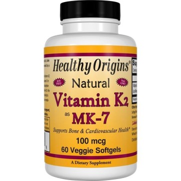 Vitamina K2 MK7 100mcg 60 Veggie Softgels HEALTHY Origins