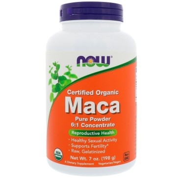 Maca Pure Powder Organica Crua em pó 198g 6.1 concentrada NOW Foods