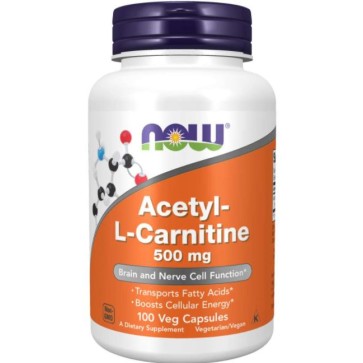 Acetyl L Carnitine 500mg 100 veg capsules Now Foods