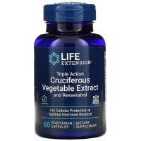 Triple Action Cruciferous Vegetable Extract and Resveratrol 60 vegetarian capsules Life Extension