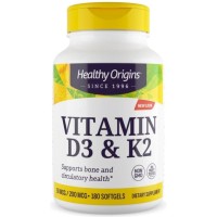 Vitamina D3 e K2 50mcg/200mcg Healthy Origins 180 softgels Healthy Origins